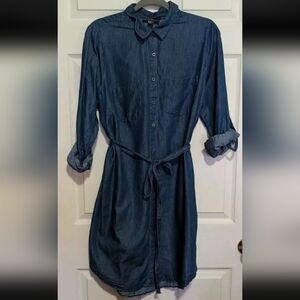 Forever 21+ Plus Sizes Chambray Denim-Like Shirt Dress XL Cotton Lyocell Blend